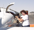 Kathleen Snaper packs plane